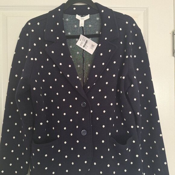 Nordstrom 1901 cotton blue with white dot Blazer size L - Picture 1 of 6